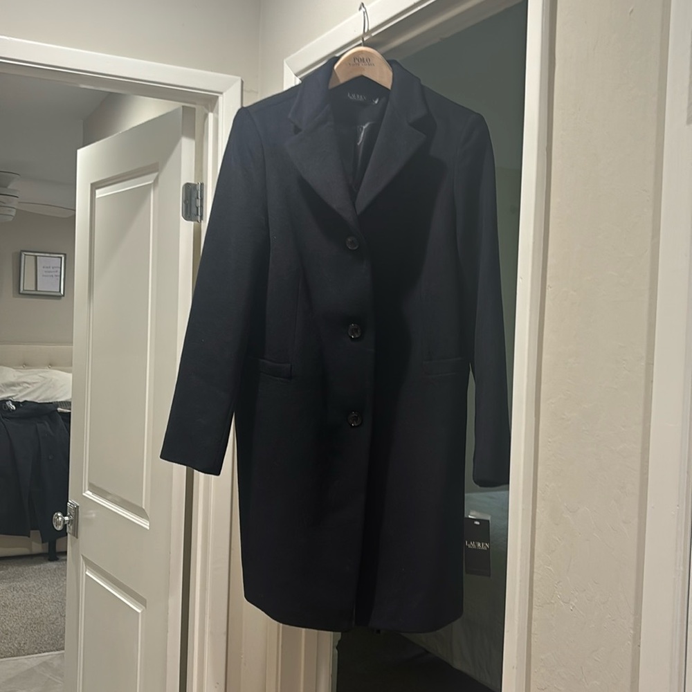 Navy blue dress coat